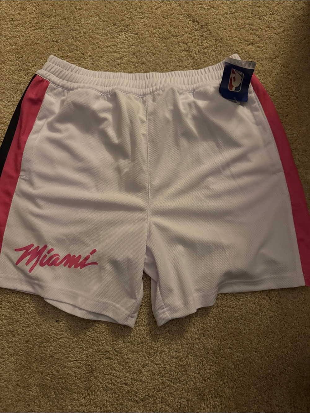 NBA Miami White and Pink Kids Athletic Shorts
